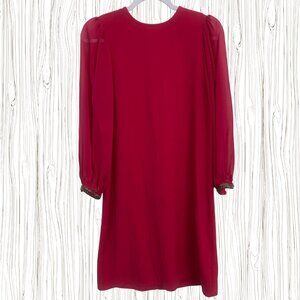 Chic Fuchsia Mini Dress with Sheer Puff Sleeves – Size S/P